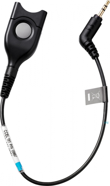 EPOS CCEL 191, DECT/GSM cable, ED EasyDisconnect to 2.5 mm, 3-pin jack, 20cm, 6dB mic attenuation 1000848