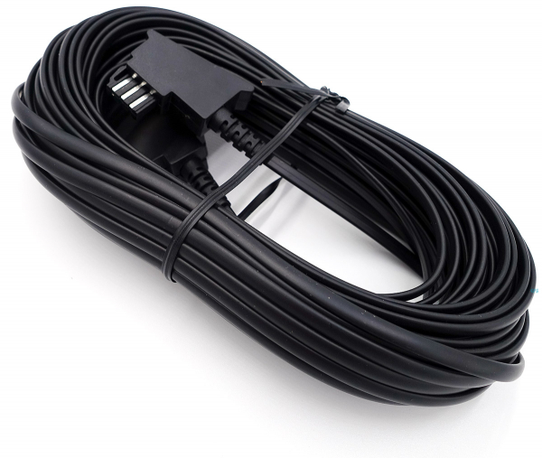 TAE-F extension cable, TAE-F plug to TAE-F socket, 15m, black 18847