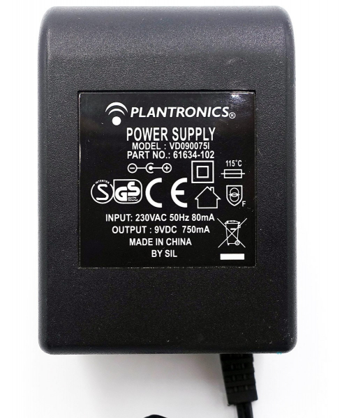 Plantronics CS70 Power Supply 9V, 750mA 61634-102, VD90075I Refurbished