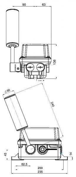 DUK Conveyor Belt Misalignment (Off-Track) Switch, ATEX Zone 22 LHPE-13/2-L50V-EX