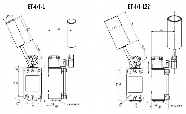 DUK Förderbandschieflaufschalter mit ø20mm Rolle ET-4/1-L