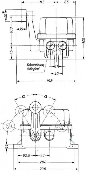 DUK Hebelendschalter, ATEX Zone 21 LHPE-10/2EX-R