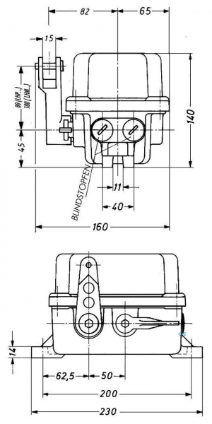 DUK Pullcord switch, one-sided LHPEw-10/2-BSL