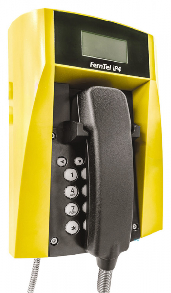 FHF Ex telephone FernTel IP4 Zone 2, black/yellow with armored cord FHF114221221