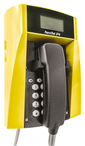 FHF Weatherproof Telephone FernTel IP4, black/yellow with armored cord FHF114211221