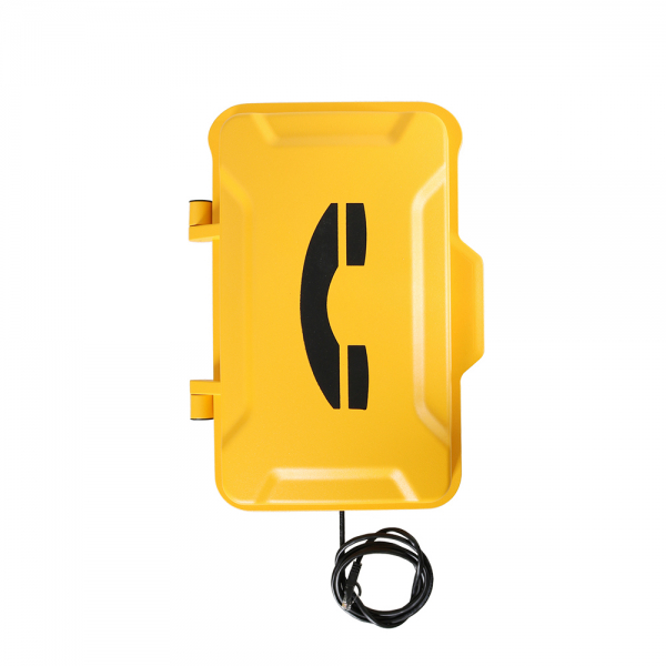 J&R JR101-FK-HB-4G Weatherproof Telephone, keypad, with Horn & Beacon, yellow, protection door