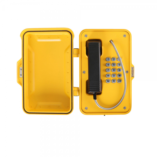 J&R JR101-FK-GSM Weatherproof Telephone, Keypad, Yellow, protection door