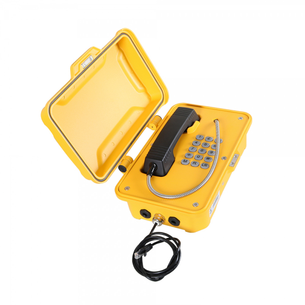 J&R JR101-FK-GSM Weatherproof Telephone, Keypad, Yellow, protection door