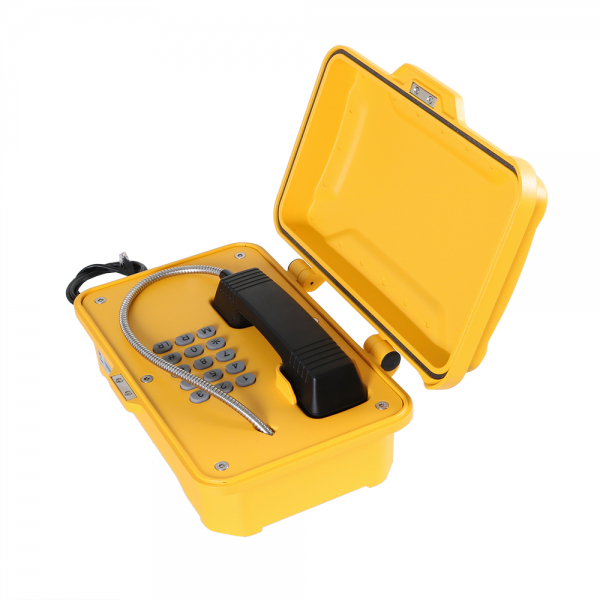 J&R JR101-FK-GSM Weatherproof Telephone, Keypad, Yellow, protection door