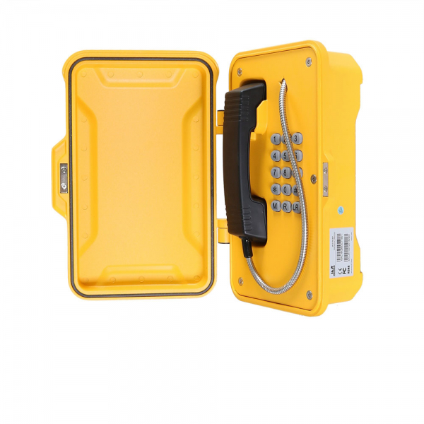 J&R JR101-FK-HB-4G Weatherproof Telephone, keypad, with Horn & Beacon, yellow, protection door