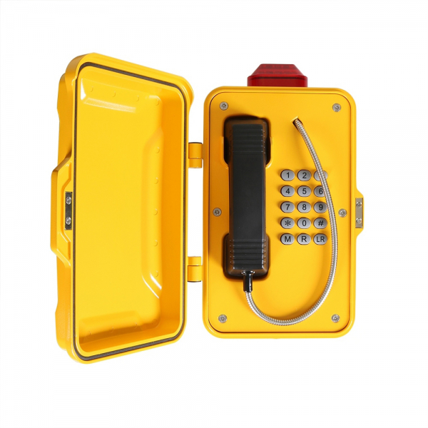 J&R JR101-FK-L-Analog Weatherproof Telephone, Keypad, LED lamp, Yellow, protection door
