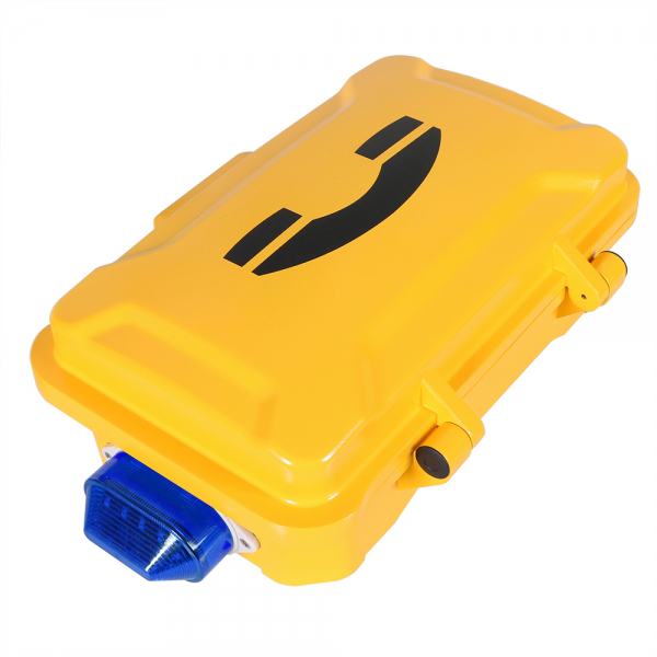 J&R JR101-FK-L-Analog Weatherproof Telephone, Keypad, LED lamp, Yellow, protection door
