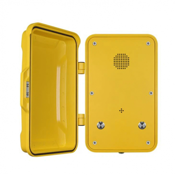 J&R JR102-2B-Analog Weatherproof Telephone, 2 Buttons Speed dial Phone, Yellow, protection door
