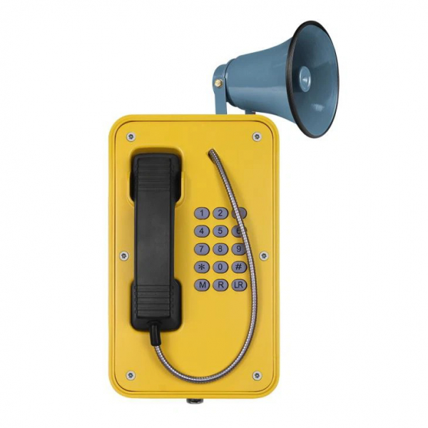 J&R JR103-FK-H-SIP Weatherproof Telephone, keypad, with Horn, yellow