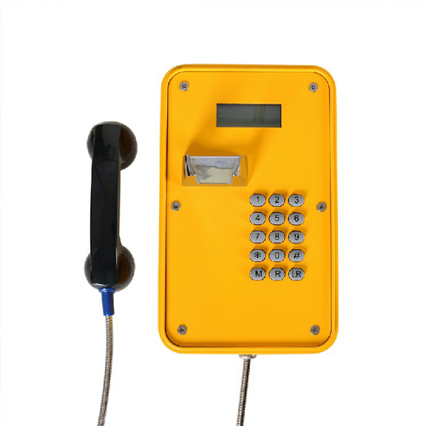 J&R JR105-FK-SIP Weatherproof Telephone, Keypad, LCD display, Yellow