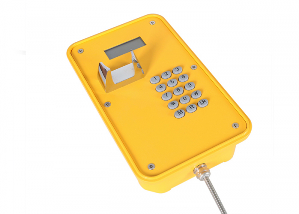 J&R JR105-FK-SIP Weatherproof Telephone, Keypad, LCD display, Yellow