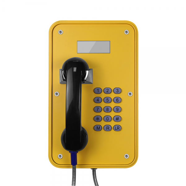 J&R JR105-FK-SIP Weatherproof Telephone, Keypad, LCD display, Yellow