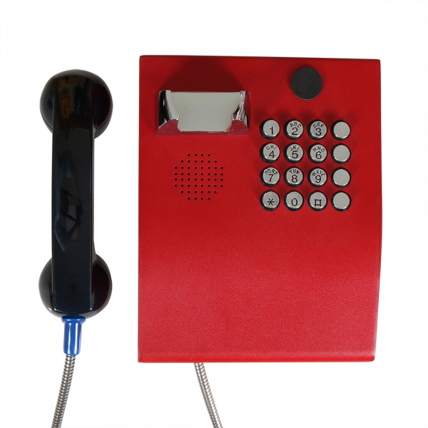J&R JR207-FK-Analog Anti-vandal Telephone, Keypad (16), Red
