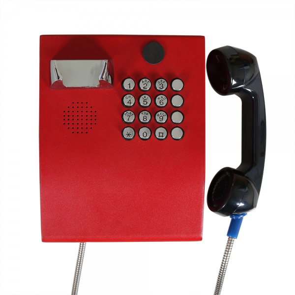 J&R JR207-FK-Analog Anti-vandal Telephone, Keypad (16), Red