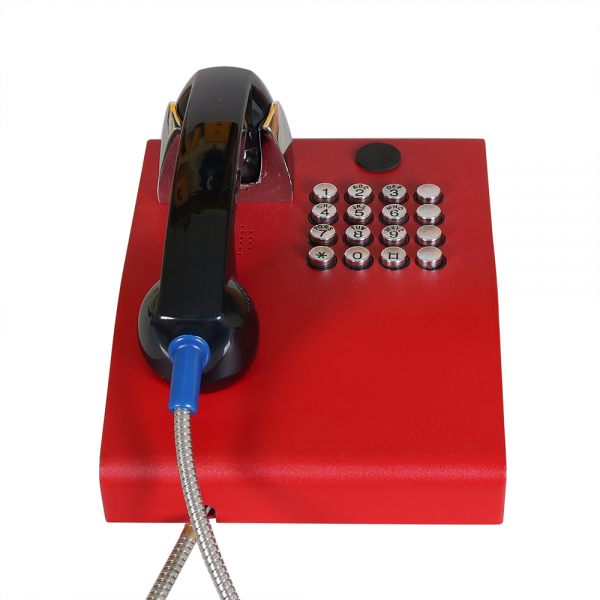 J&R JR207-FK-Analog Anti-vandal Telephone, Keypad (16), Red