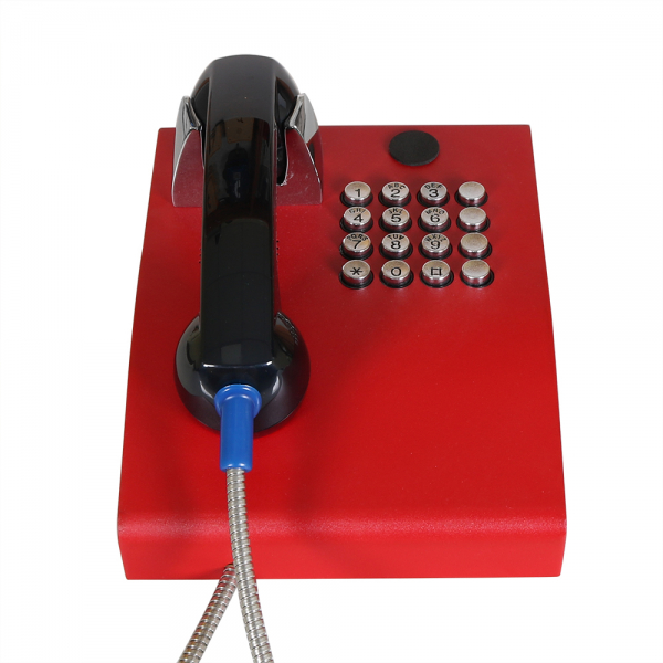 J&R JR207-FK-GSM Anti-vandal Telephone, Keypad (16), Red