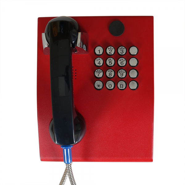 J&R JR207-FK-Analog Anti-vandal Telephone, Keypad (16), Red