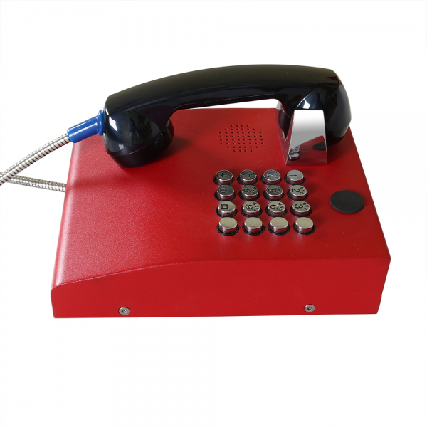 J&R JR207-FK-Analog Anti-vandal Telephone, Keypad (16), Red