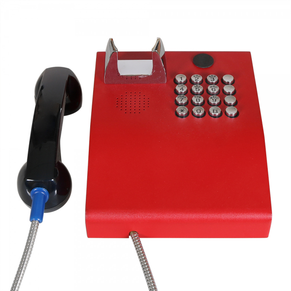 J&R JR207-FK-SIP Anti-vandal Telephone, Keypad (16), Red