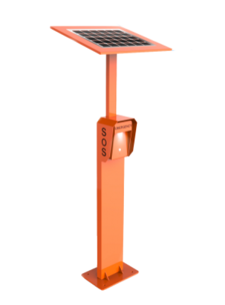 J&R JR306-SC-SP-GSM Emergency Telephone, 1 Button, Orange, LED-Lamp, Solar Panel