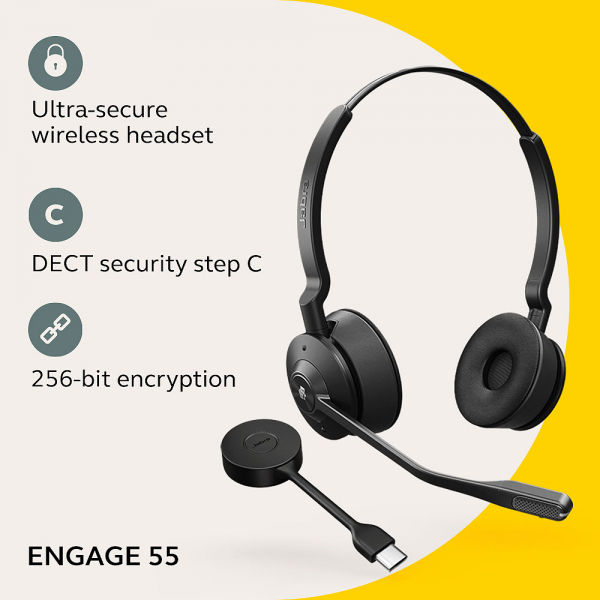 Jabra Engage 55 SE Stereo, Link400a USB-A, MS 9659-450-111