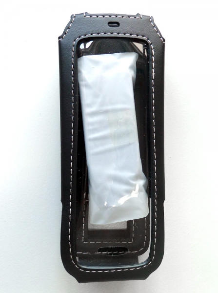 Avaya DECT 3730 Ledertasche Telefontasche schwarz mit Rotationsclip weisse Naht 3637