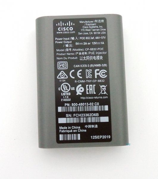 Cisco CP-8832-POE= Cisco IP Conference Phone 8832 PoE Injector SPARE for Worldwide