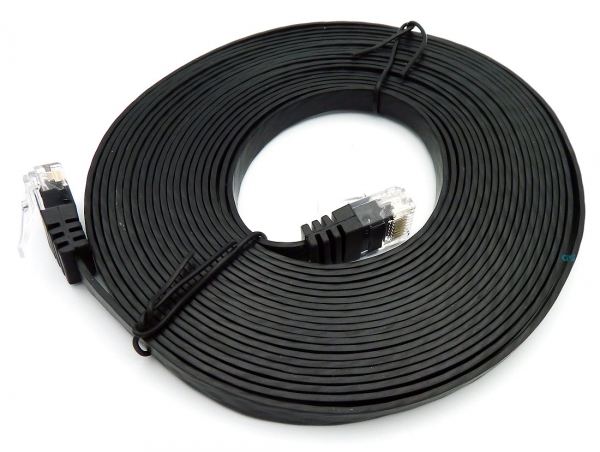 LAN-Cable CAT6 UTP Slim 5m Patch cable, flat cable, Flat slim-line, for IP Phones/Devices, Black 75715-SLS