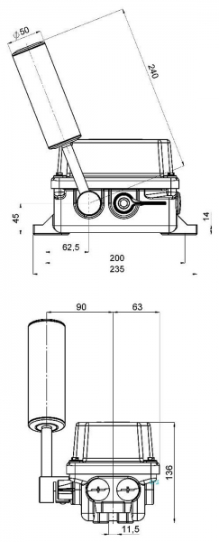 DUK Conveyor Belt Misalignment (Off-Track) Switch, ATEX Zone 21 LHPEw-10/2EX-L50