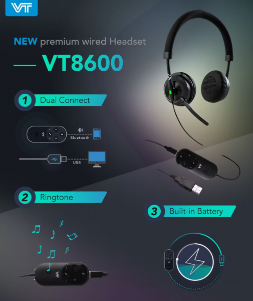 VT8600 USB Headset with Bluetooth UNC Duo USB(06)