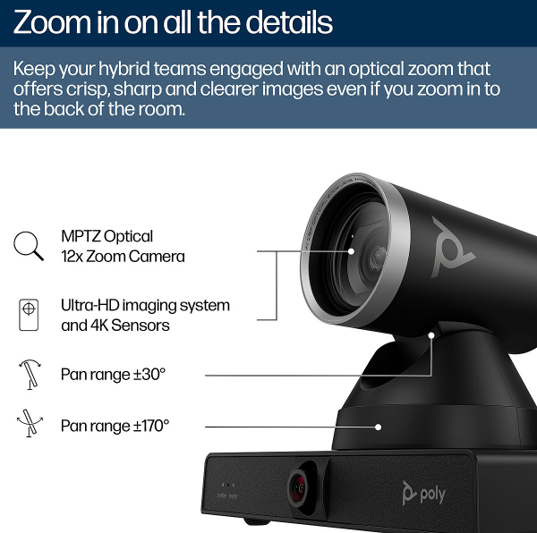Poly Studio E60 Smart Camera 4K MPTZ with 12x Optical Zoom 9W1A6AA#AC3
