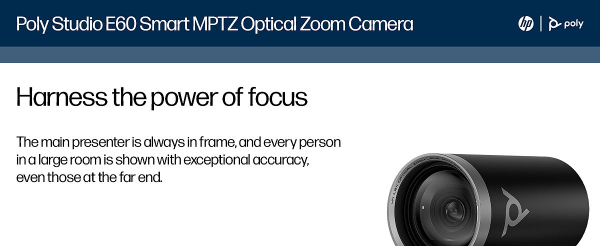 Poly Studio E60 Smart Camera 4K MPTZ with 12x Optical Zoom 9W1A6AA#AC3