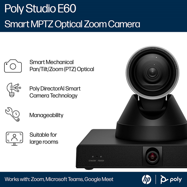 Poly Studio E60 Smart Camera 4K MPTZ with 12x Optical Zoom 9W1A6AA#AC3