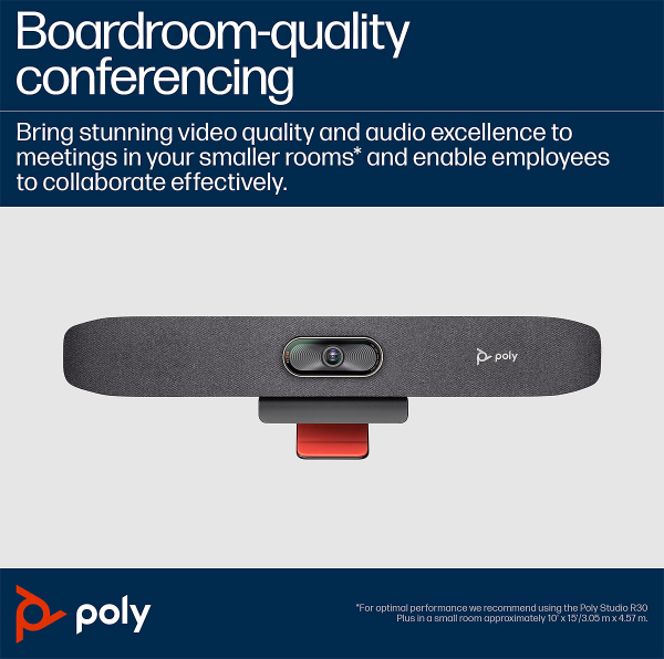 Poly Studio R30 PLUS USB Video Bar +PSU, +USB-C Dock G5, +Bluetooth Remote control 9U3T1AA