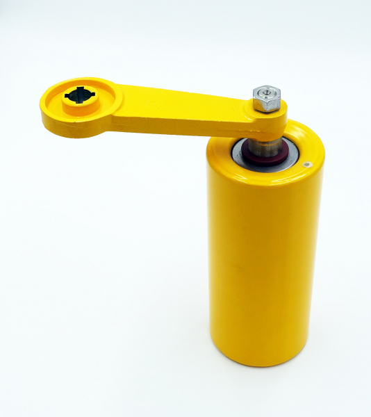 DUK Schalthebel für Förderband-Schieflaufschalter Typ LHR..., mit Laufrolle 250 mm, gelb beschichtet E5102