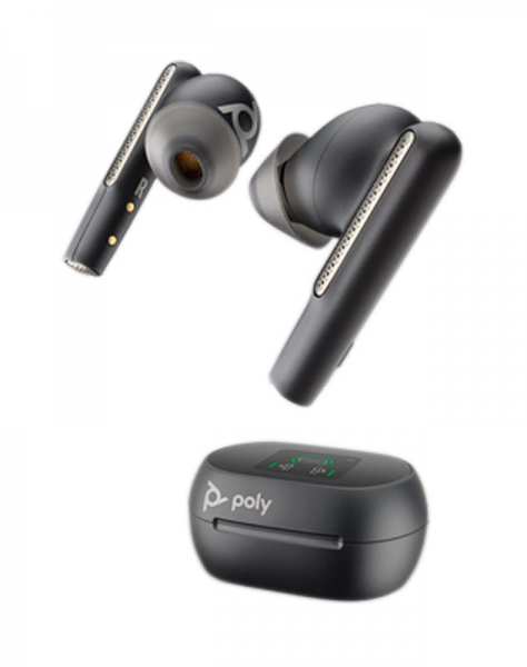 Poly Voyager Free 60+ UC Carbon Black Earbuds +BT700 USB-C Adapter +Touchscreen Charge Case 7Y8G4AA, 216065-02