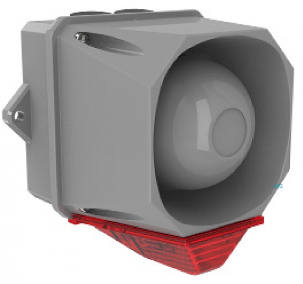 FHF Sounder-Strobe light-Combination X10 LED Mini dark grey body 115/230 VAC red lens 22530782