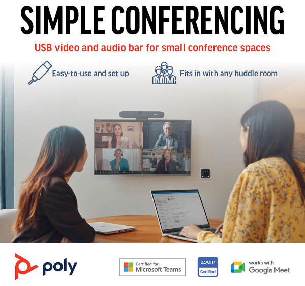 Poly Studio R30 PLUS USB Video Bar +PSU, +USB-C Dock G5, +Bluetooth Remote control 9U3T1AA