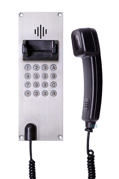 FHF Weatherproof Telephone FernTel-W black with keypad with spiral cord 11264432