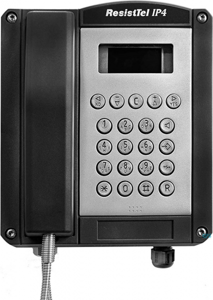 FHF Wetterfestes Telefon ResistTel IP4, schwarz mit Relais + 2x LAN FHF114412220