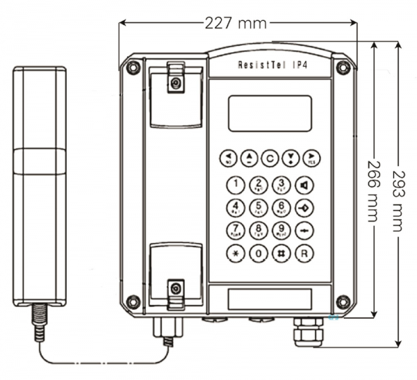 FHF Wetterfestes Telefon ResistTel IP4, schwarz mit 2x LAN FHF114411220