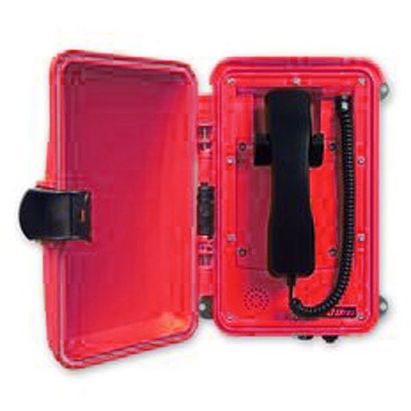 FHF Weatherproof Telephone InduTel ZB red synthetic housing with protection door without keypad 1126450202