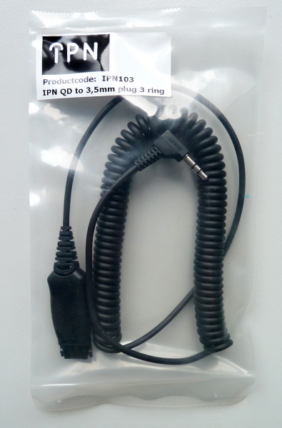 IPN QD auf 3,5mm Abgewinkelter Klinkenstecker 2 ringe IPN103
