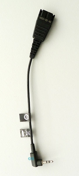 Jabra QD to 2,5mm jack plug angled connector 15cm for Ascom Panasonic 8800-00-46