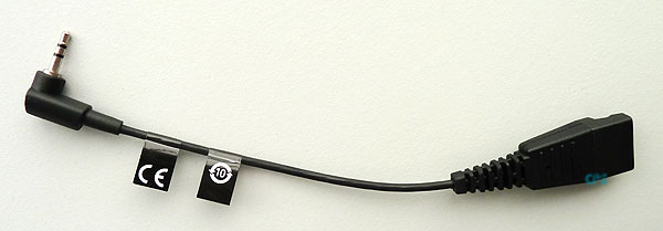 Jabra QD to 2,5mm jack plug angled connector 15cm for Ascom Panasonic 8800-00-46